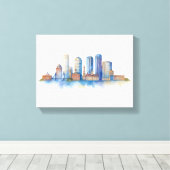 Boston City Skyline | Modernes Boston MA Leinwanddruck (Insitu (Holzboden))