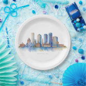 Boston City Skyline | Modernes Boston MA Pappteller (Party)