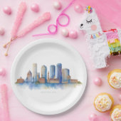 Boston City Skyline | Modernes Boston MA Pappteller (Party)