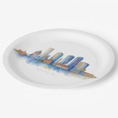 Boston City Skyline | Modernes Boston MA Pappteller (Schrägansicht)