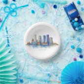 Boston City Skyline | Modernes Boston MA Pappteller (Party)