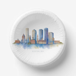 Boston City Skyline   Modernes Boston MA Pappteller