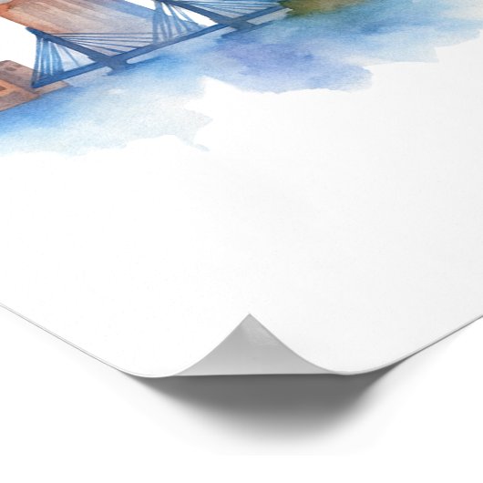 Boston City Skyline | Modernes Boston MA Poster (Ecke)