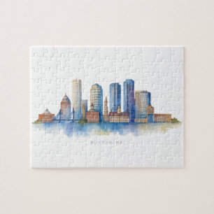 Boston City Skyline   Modernes Boston MA Puzzle