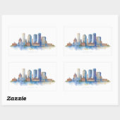 Boston City Skyline | Modernes Boston MA Rechteckiger Aufkleber (Blatt)