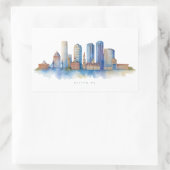 Boston City Skyline | Modernes Boston MA Rechteckiger Aufkleber (Tasche)