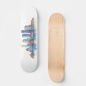 Boston City Skyline | Modernes Boston MA Skateboard (Vorderseite)