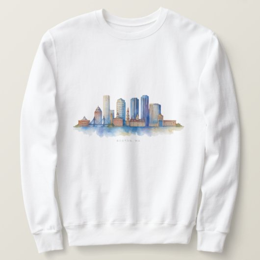 Boston City Skyline | Modernes Boston MA Sweatshirt (Design vorne)
