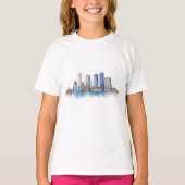 Boston City Skyline | Modernes Boston MA T-Shirt (Vorderseite)