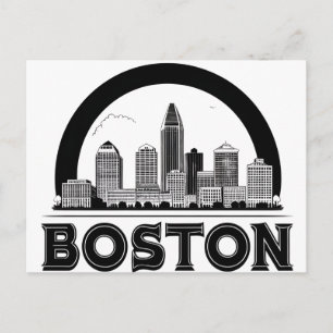 Boston City Skyline - Modernes Minimalistisches St Postkarte