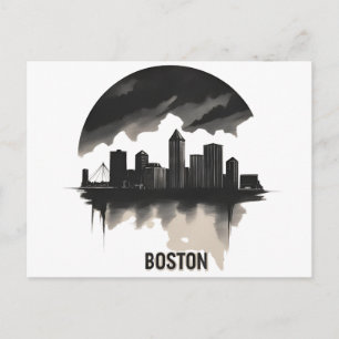 Boston City Skyline - Modernes Minimalistisches St Postkarte