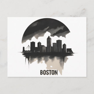 Boston City Skyline - Modernes Minimalistisches St Postkarte