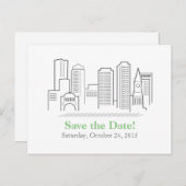 Boston City Skyline Save the Date Ankündigungspostkarte (Vorne/Hinten)