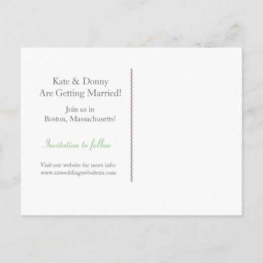 Boston City Skyline Save the Date Ankündigungspostkarte (Rückseite)