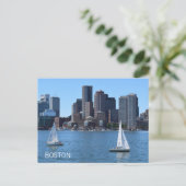 Boston City Skyline Segelboote Hafen Reisen Postkarte (Stehend Vorderseite)