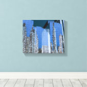 Boston Cityscape Blue Leinwanddruck (Insitu (Holzboden))