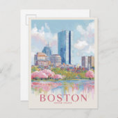 Boston Cityscape Vintag Postkarte (Vorne/Hinten)
