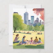 Boston Common Picknick | Sommer-Aquarellkarte (Vorderseite)
