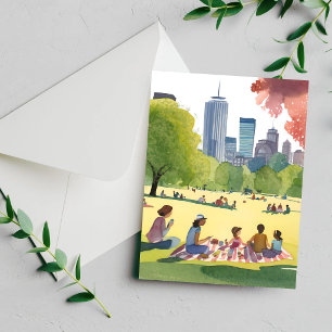 Boston Common Picknick   Sommer-Aquarellkarte