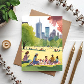 Boston Common Picknick | Sommer-Aquarellkarte