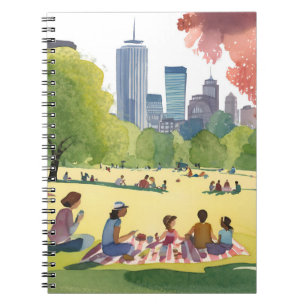 Boston Common Picknick   Sommer-Aquarellmalerei Notizblock