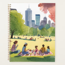 Boston Common Picknick | Sommer-Aquarellmalerei