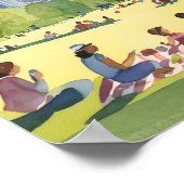 Boston Common Picknick | Sommer-Aquarellmalerei Poster (Ecke)