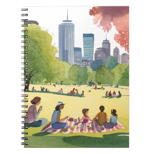 Boston Common Picnic | Summer Watercolor Painting Notizblock (Vorderseite)