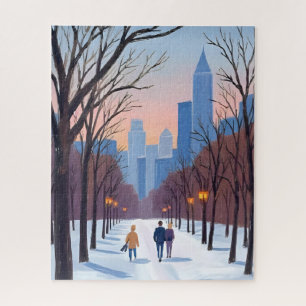 Boston Common Winter Aquarellmalerei Puzzle