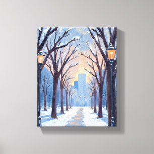 Boston Common Winter Schneefall Aquarell Leinwanddruck