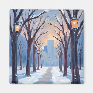 Boston Common Winter Schneefall Aquarell Magnet