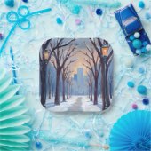 Boston Common Winter Schneefall Aquarell Pappteller (Party)
