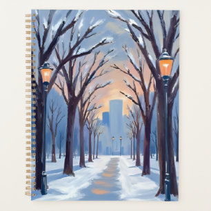 Boston Common Winter-Schneefall Aquarell Planer