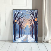 Boston Common Winter-Schneefall Aquarell Poster