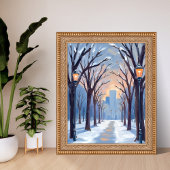 Boston Common Winter-Schneefall Aquarell Poster