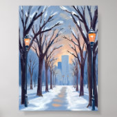 Boston Common Winter-Schneefall Aquarell Poster (Vorne)