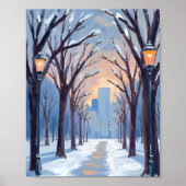 Boston Common Winter-Schneefall Aquarell Poster (Vorne)