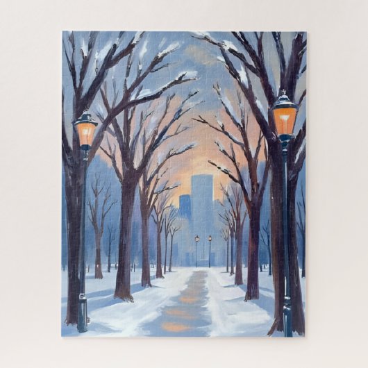 Boston Common Winter-Schneefall Aquarell Puzzle (Vertikal)
