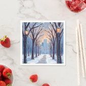 Boston Common Winter Schneefall Aquarell Serviette (Beispiel)