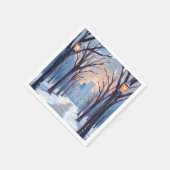 Boston Common Winter Schneefall Aquarell Serviette (Ecke)