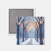 Boston Common Winter Snowfall Wasserfarbe Magnet (Vorderseite/Rückseite)