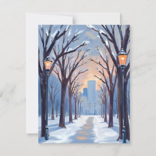 Boston Common Winter Snowfall Watercolor Card (Vorderseite)