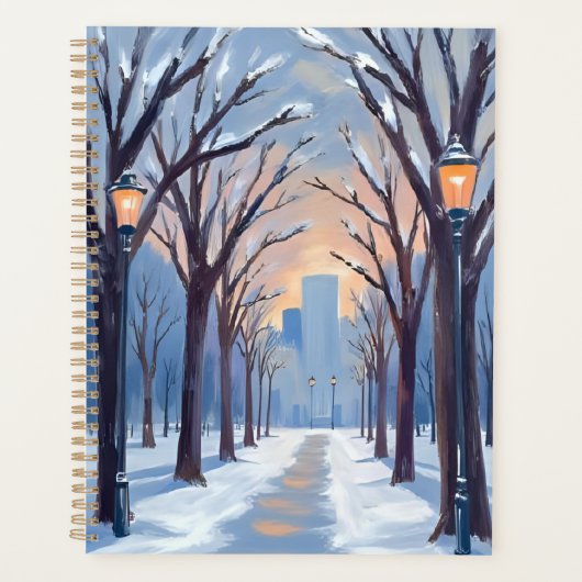 Boston Common | Winter Snowfall Watercolor Planer (Vorderseite)