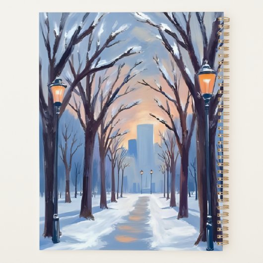 Boston Common | Winter Snowfall Watercolor Planer (Rückseite)