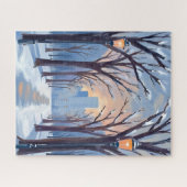 Boston Common Winter Snowfall Watercolor Puzzle (Horizontal)