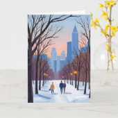 Boston Common Winter-Wasserfarbenmalerei Karte (Gelbe Blume)