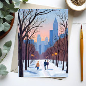 Boston Common Winter-Wasserfarbenmalerei-Karte