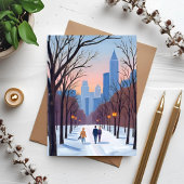 Boston Common Winter-Wasserfarbenmalerei-Karte