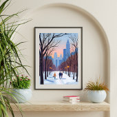 Boston Common Winter-Wasserfarbenmalerei Poster
