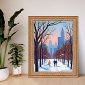 Boston Common Winter-Wasserfarbenmalerei Poster